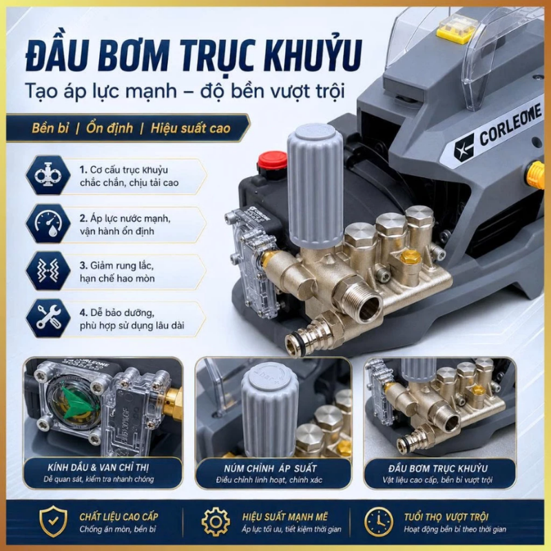 Máy rửa xe Corleone G300 cấu tạo bền bỉ, chắc chắn