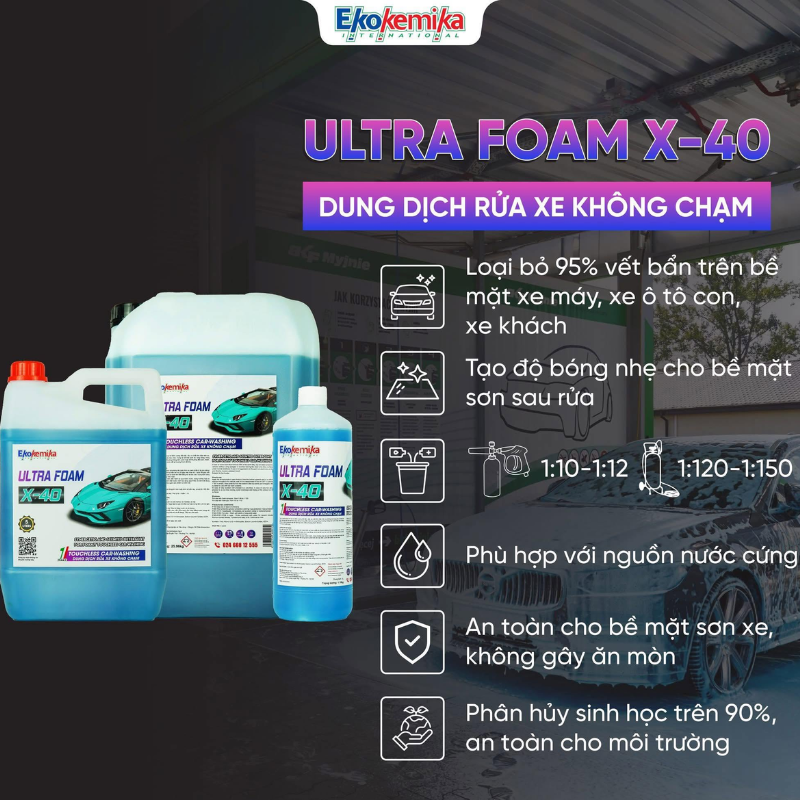 Ekokemika Ultra Foam X-40 phù hợp cho mọi nhu cầu rửa xe
